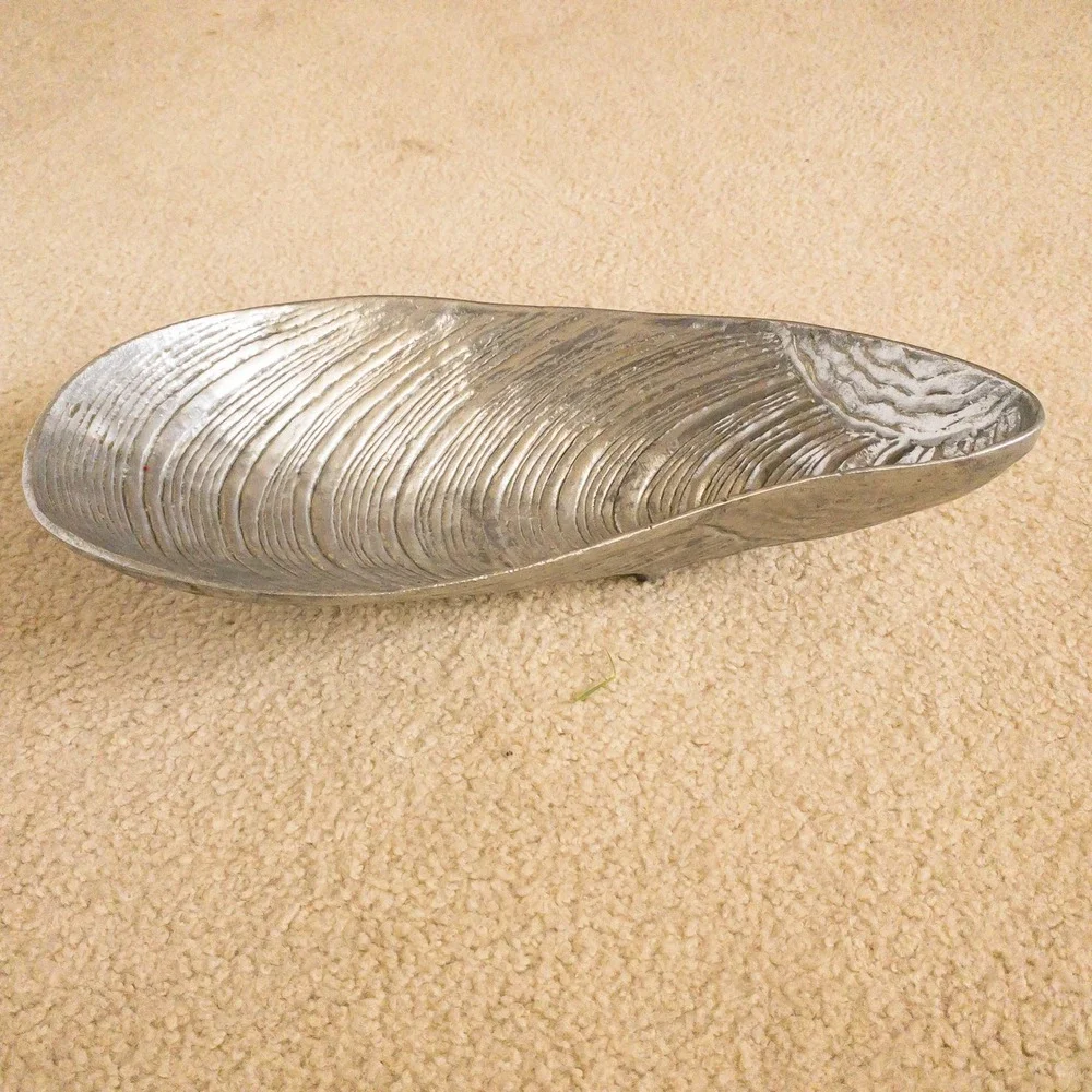 Arthur Court Mussel Shell Serving Bowl Silver Vintage 1977 Aluminum